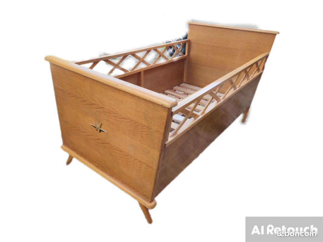 Lit enfant vintage années 50 pieds compas (image 1)
