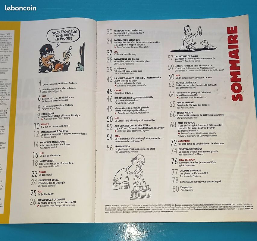 Charlie hebdo hors série 23 h : L ADN expliqué à Sarkozy - 2008 (image 2)