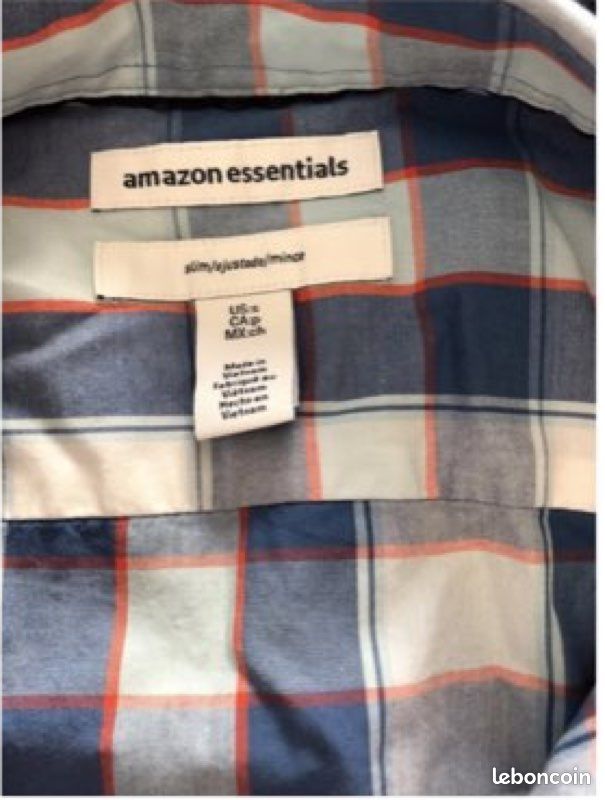 Chemise écossaise à carreaux blanc et bleu manches longues 100