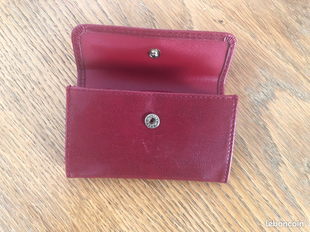 Petit porte-monnaie rouge cuir Scherrer Paris (image 3)