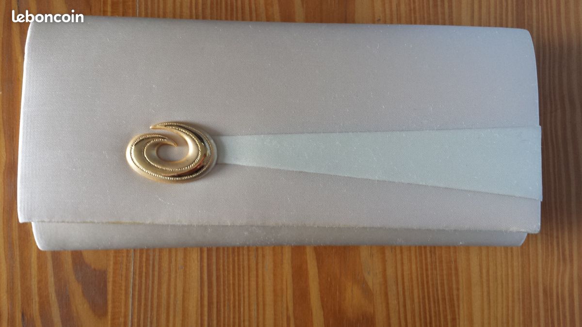 Sac à main de soirée beige en acétate (image 3)
