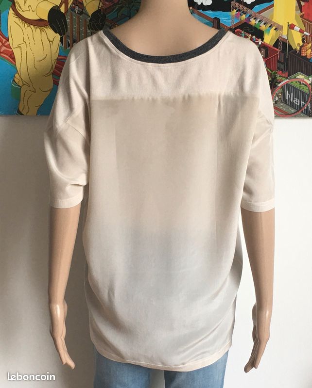 Top Iro crème et gris anthracite - Taille M (image 5)