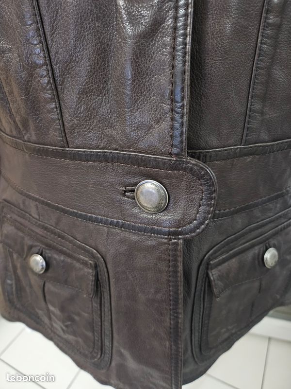 Veste cuir de super qualité skipper couleur marron taille 40 (image 5)