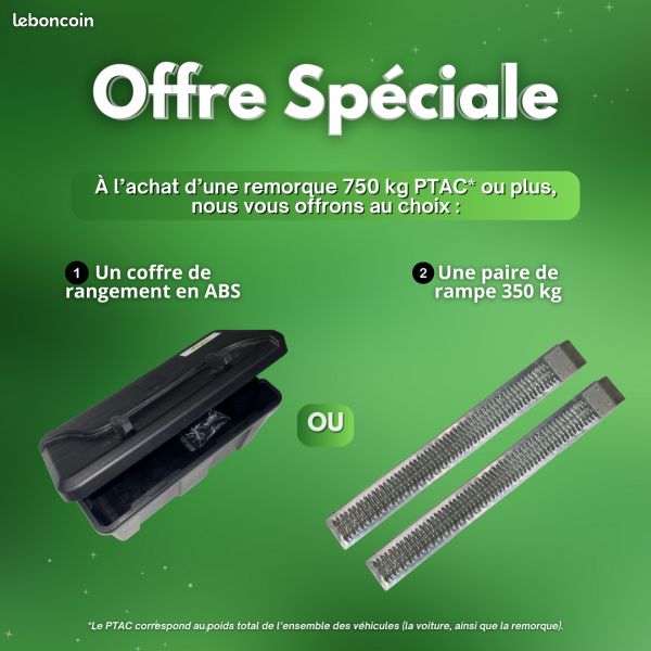 Remorque plateau aluminium fixe version réhausses grillagées PTAC 750 kg (image 5)