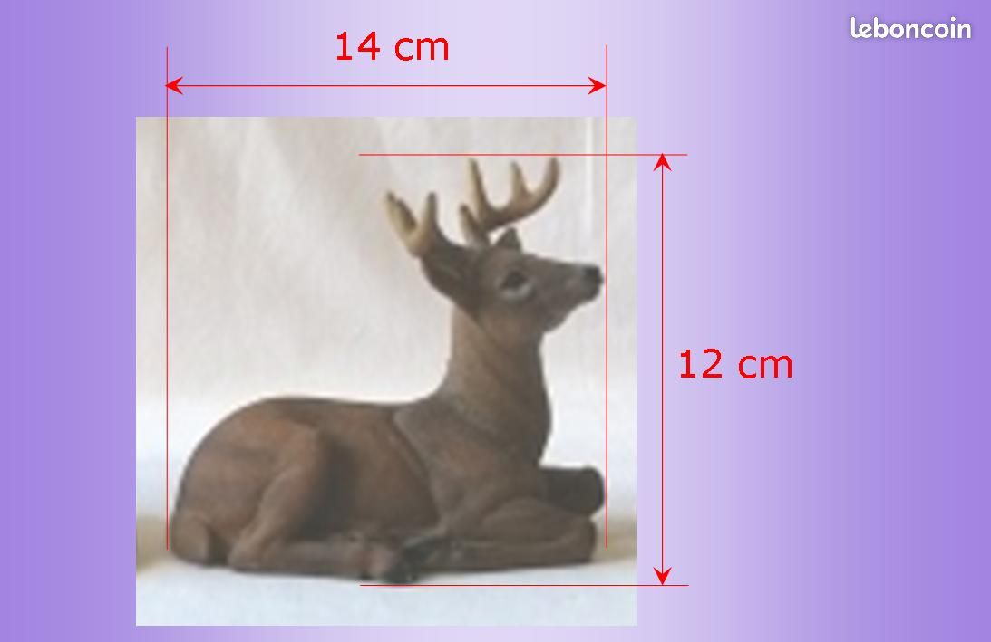 Figurines : 2 couples composés d’un cerf et d’une biche couchés (soit 4 pièces au total), en résine colorée rappelant leurs couleurs naturelles, à poser, à l’intérieur voire à l’extérieur | TBE (image 11)