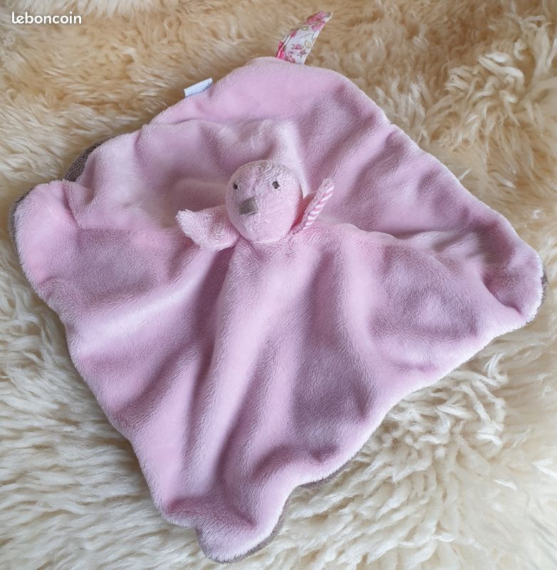 DOUDOU plat réversible OISEAU et CHAT Liberty JACADI Jeux Jouets