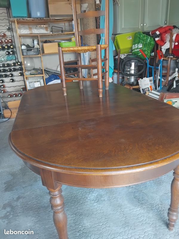 Table ronde avec rallonge "rochebobois"et 6 chaises (image 2)