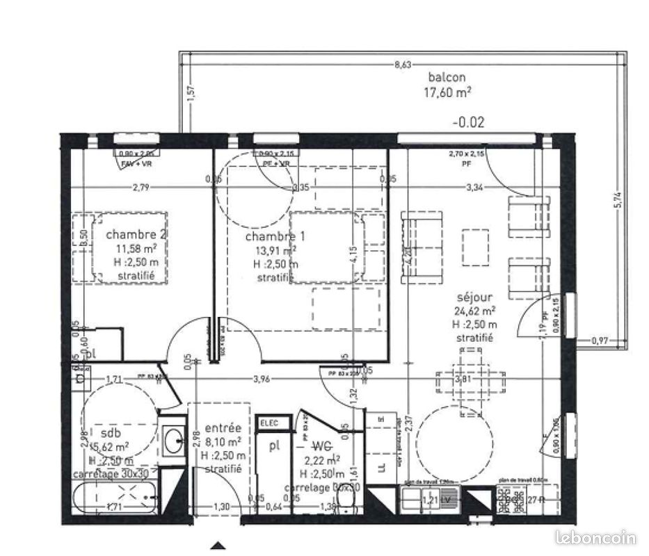 Appartement 3 pièces 66 m² · à Valenciennes · 66 m² · 747 €