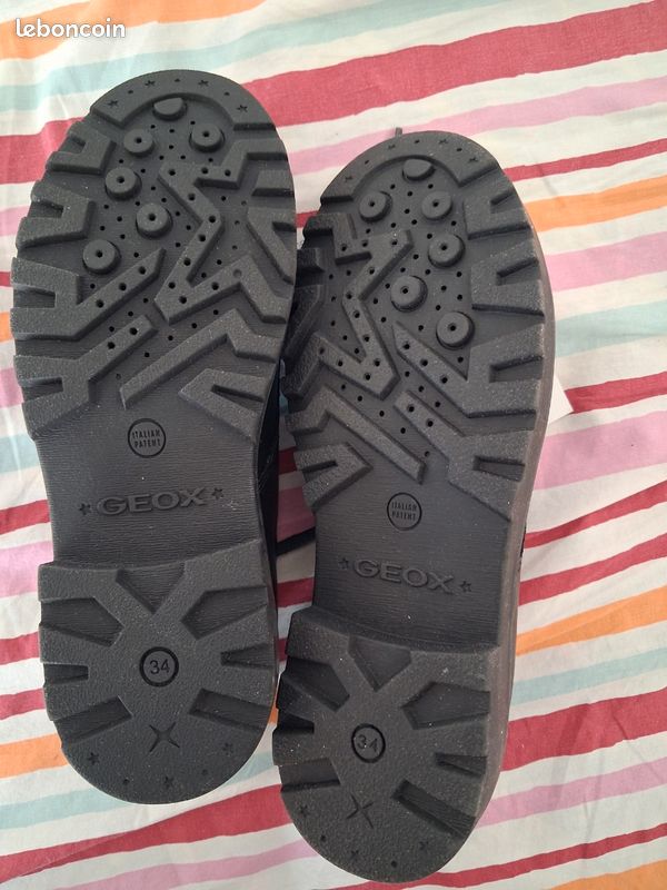 Geox J Casey - Chaussures enfant mixte cuir nappa noir, confort et semelle amovible pointure 34 (image 3)