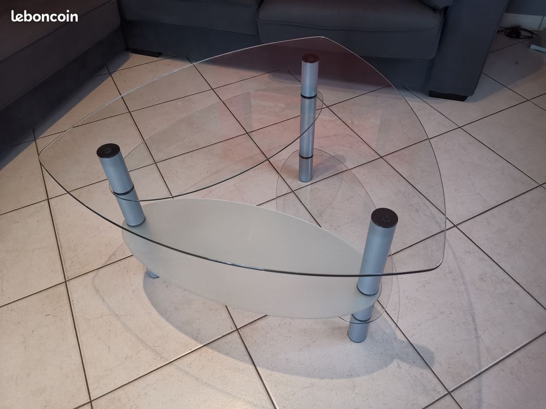Table basse et meuble télé en verre (image 1)