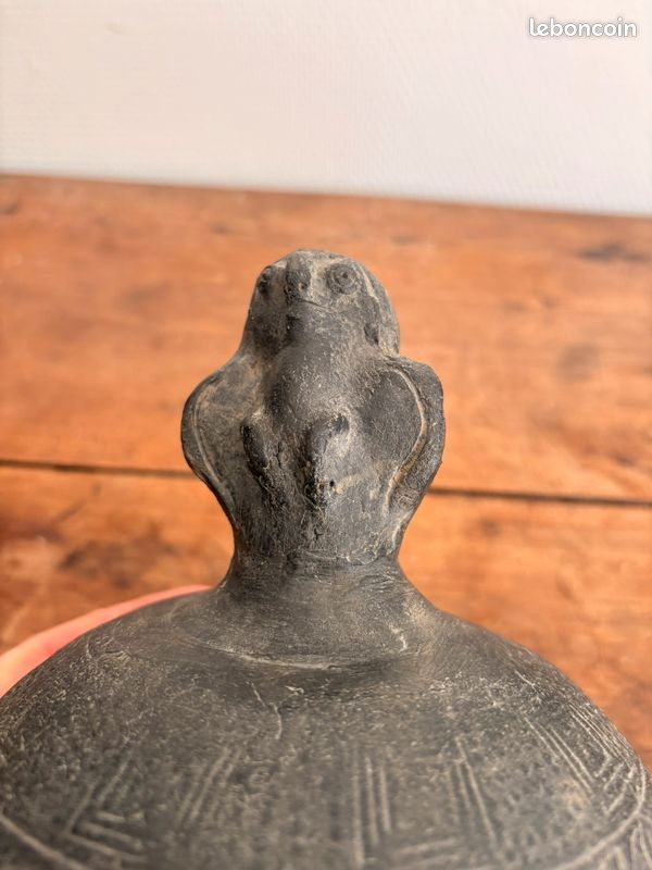 Vase Pot Céramique Zoomorphe Terre Cuite Noire Précolombien Culture Chimu Moche Pérou Hibou Chouette XXème (image 5)