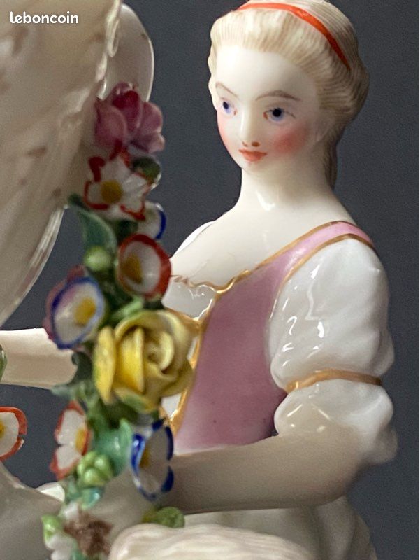 Belle groupe en porcelaine ancienne polychrome de Saxonie (image 6)