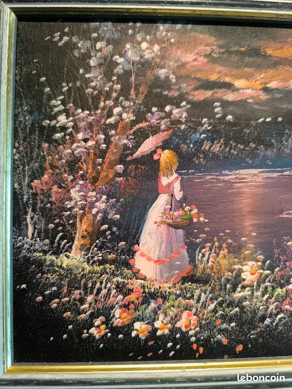 Superbe Petit Tableau Huile sur Toile Signé P. Alentori - Style Romantique/Impressionniste (image 3)