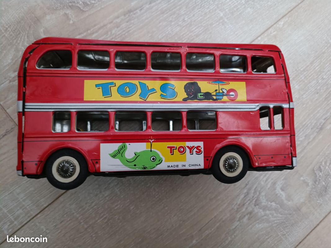 Bus Jouet Friction Rouge – Miniature Métal/Plastique 18,5 Cm – Sans Pile – Cadeau Enfant