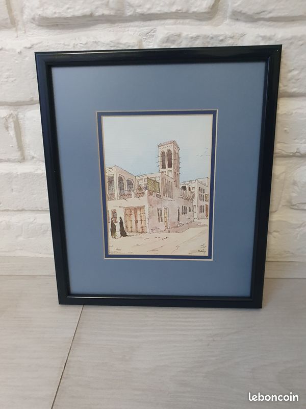 Moulin à vent aquarelle de Abdul Wahab Koheji ARABESQUE ART GALLERY Bahrain (image 1)