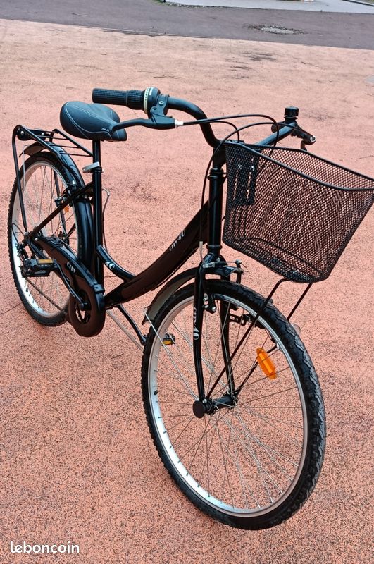 Vélo City Femme Rétro 28 Pouces - Cadre 48 Cm, Noir, Panier, Porte-bagages, Neuf