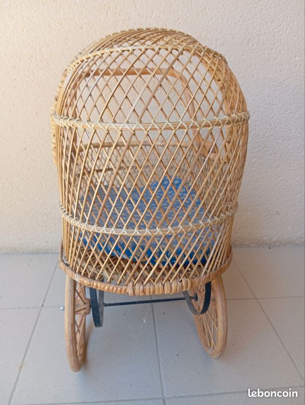 Landeau rotin poupée vintage (image 5)