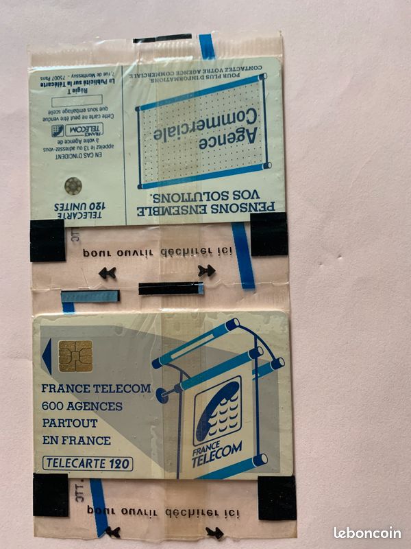 Télécartes 600 Agences 120U Te 20A attenante tête-bêche à une Te 48. Solaic/Schlumberger (image 2)