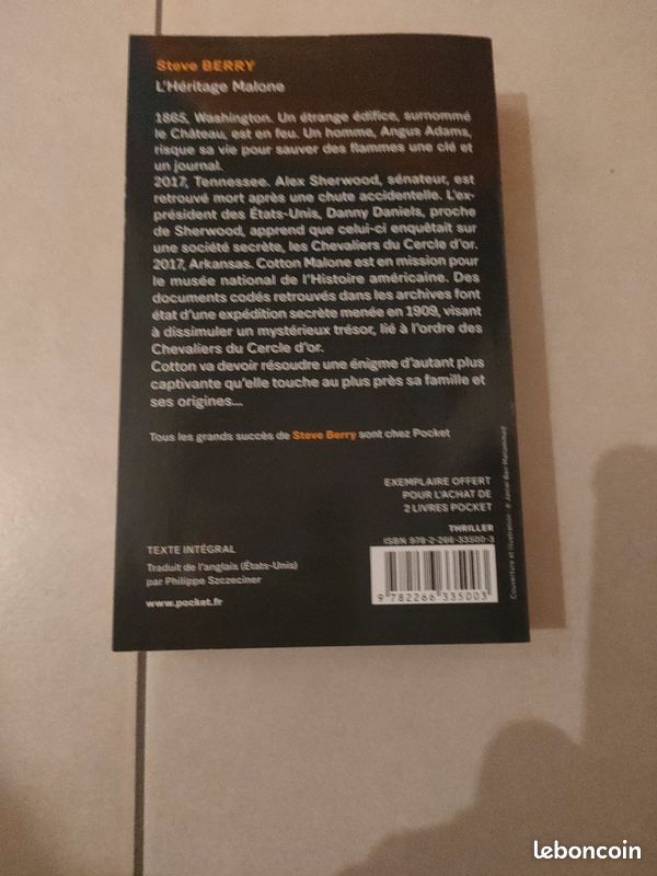 Livre "L'héritage Malone" de Steve Berry (image 2)
