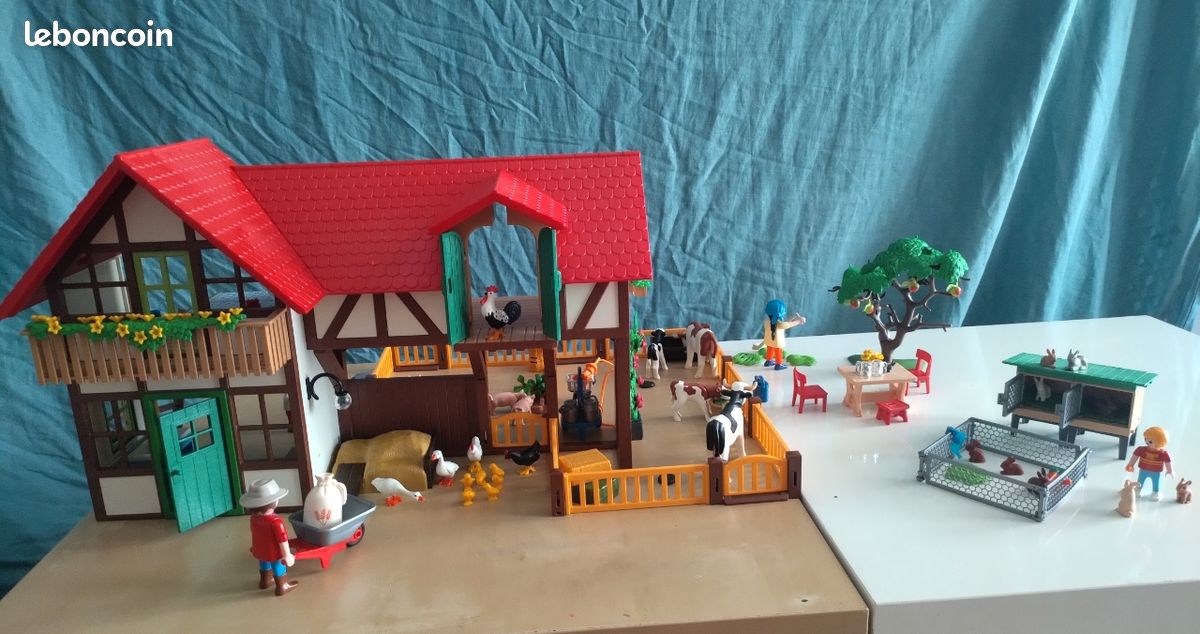 Kit playmobil la grande ferme 6120 et enfant avec lapins et clapier 6140 la grande (image 2)