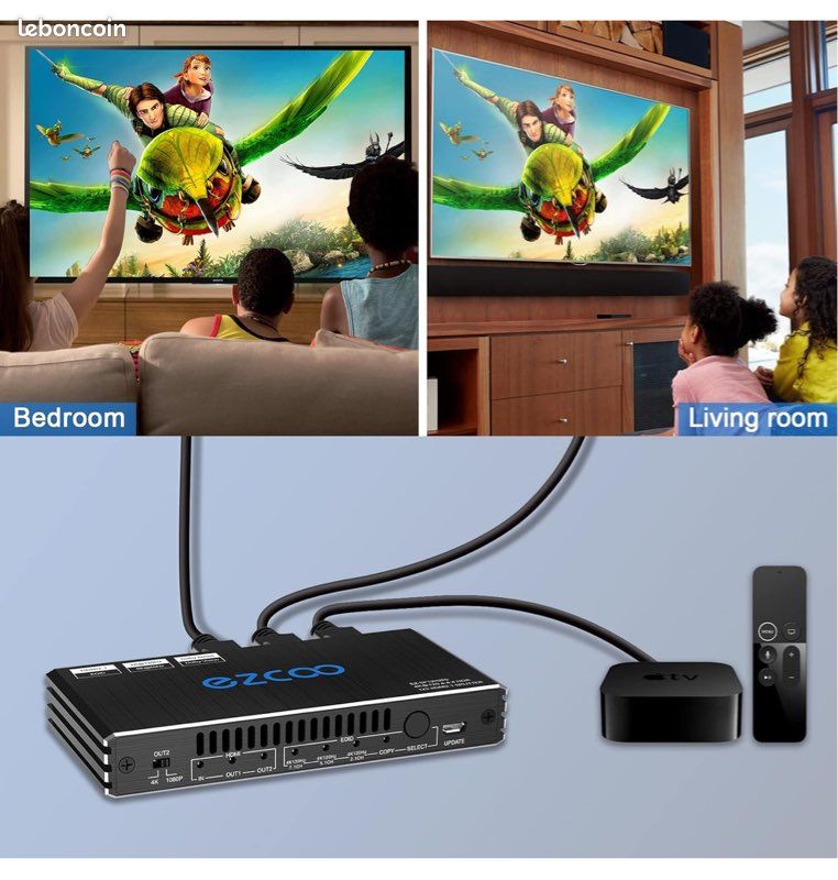 Splitter HDMI 2.1 4K 120Hz 8K 60Hz 1x2 - VRR ALLM HDR Dolby Vision Compatible PS5 Xbox
