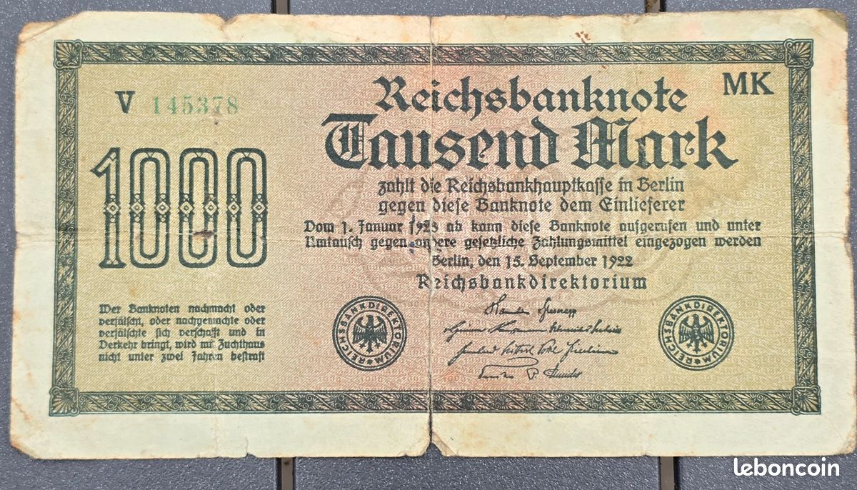 Lot de billets ancien 1000 Mark-100000Mark (image 1)