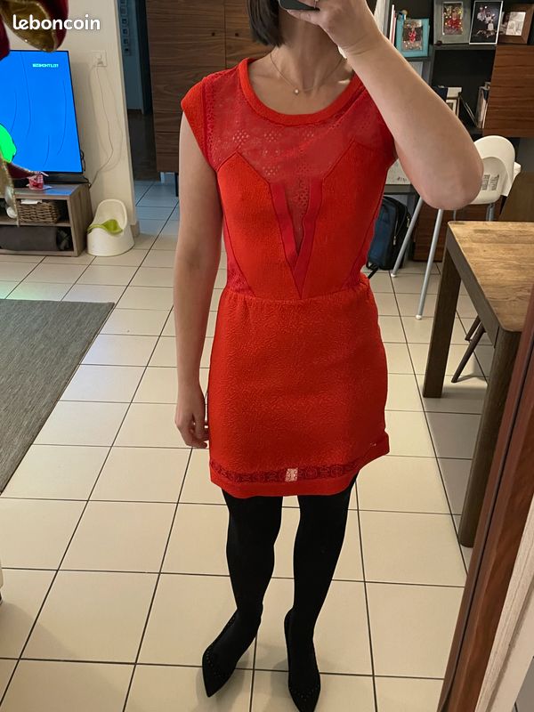 Robe rouge avec dentelle the Kooples taille xs 34 Femme Vêtements