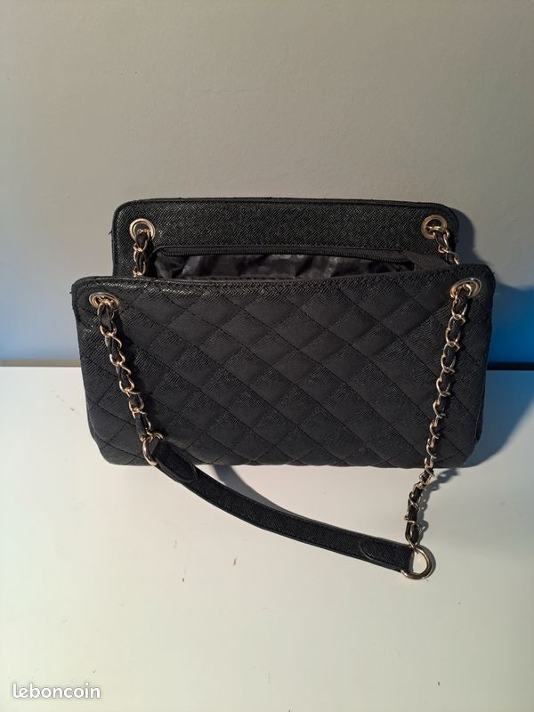 Sac à Main Langrand Noir En Cuir Synthétique - Style BCBG, Vintage, Très Bon état