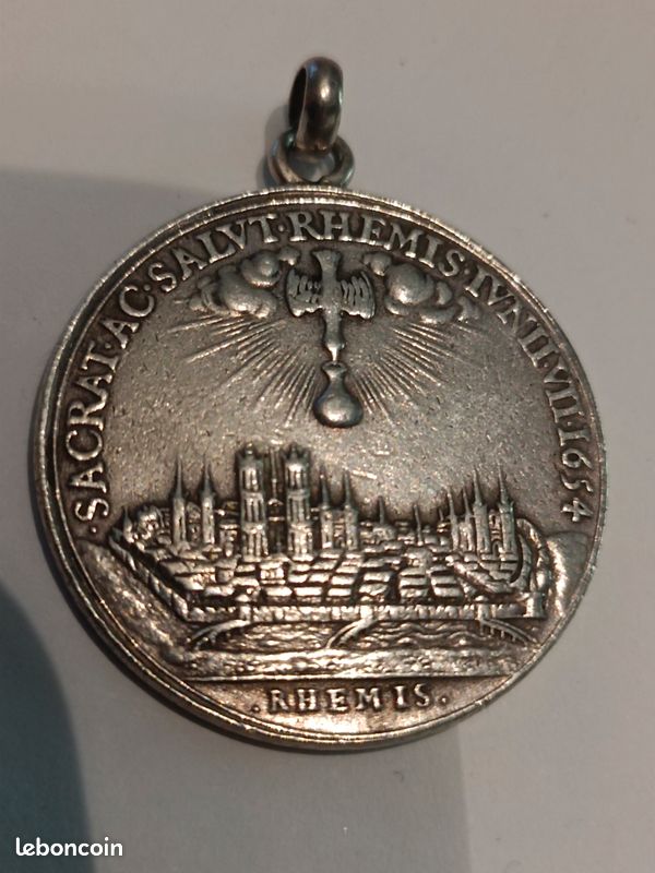 Médaille sacre de louis 14 Roi soleil Reims 1654 en Argent (image 2)