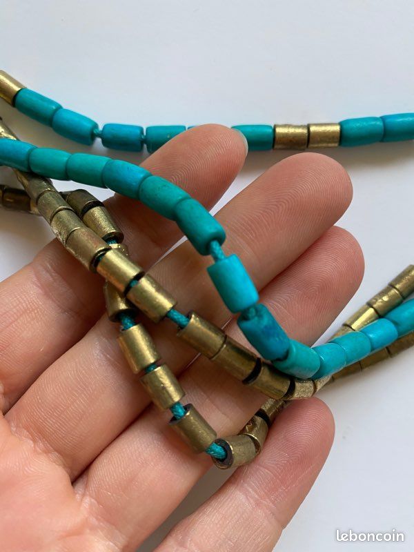 Beau collier turquoise & laiton (image 4)