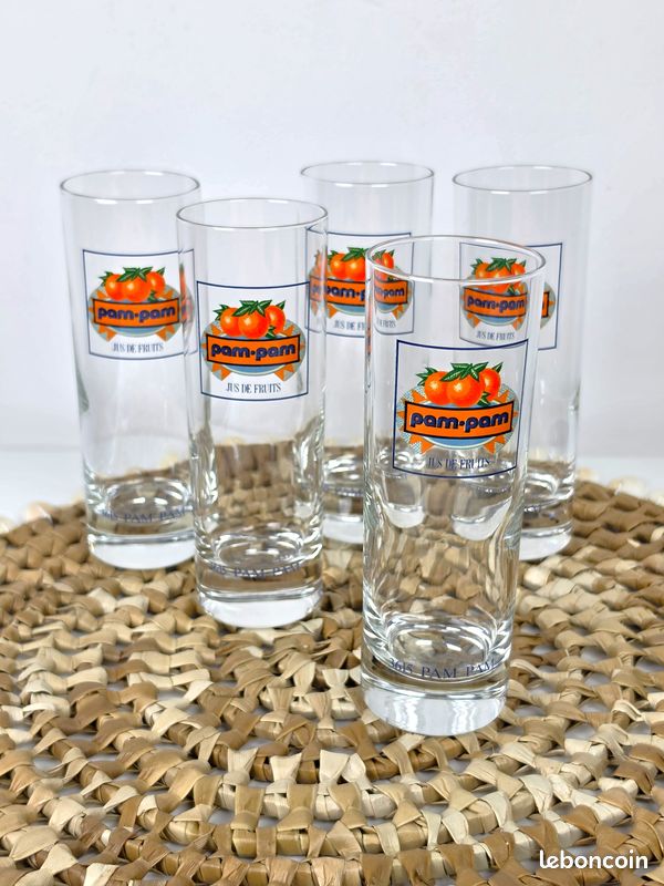 5 verres hauts Pam-Pam jus de fruits vintage (image 3)