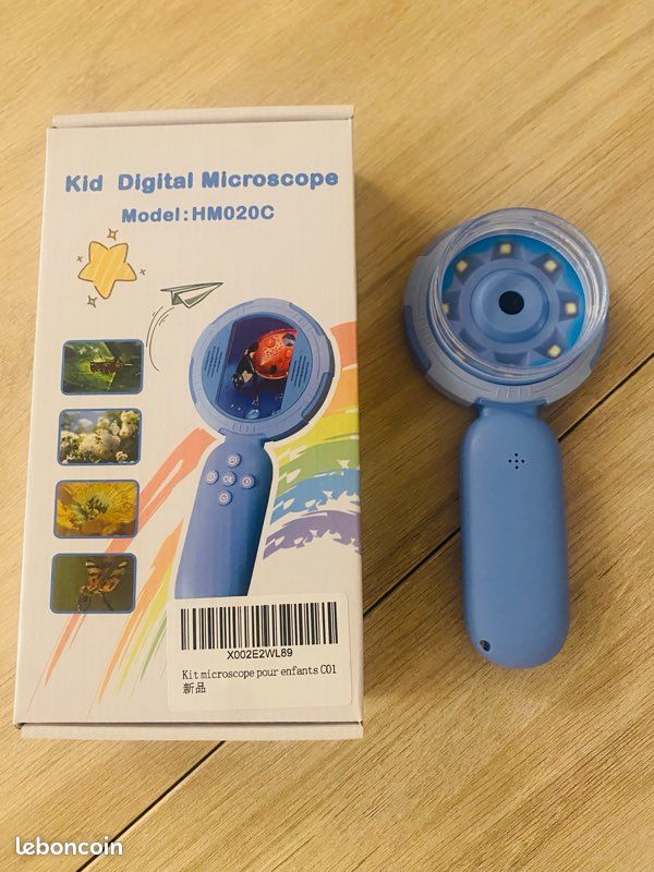 Microscope électronique Pour Enfants - Écran IPS 2 Pouces, Zoom 4x, 8 LEDs - Kit Scientifique Portable - Cadeau éducatif Garçons/filles