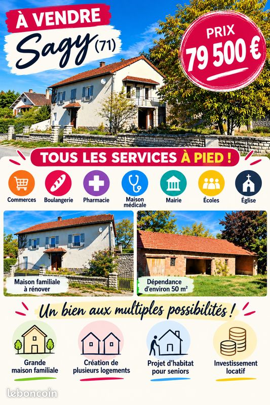 Maison 5 pièces 100 m² · à Sagy · 100 m² · 79 500 €