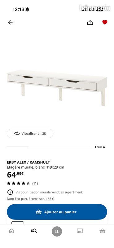 Étagère EKBY ALEX IKEA blanche (image 1)