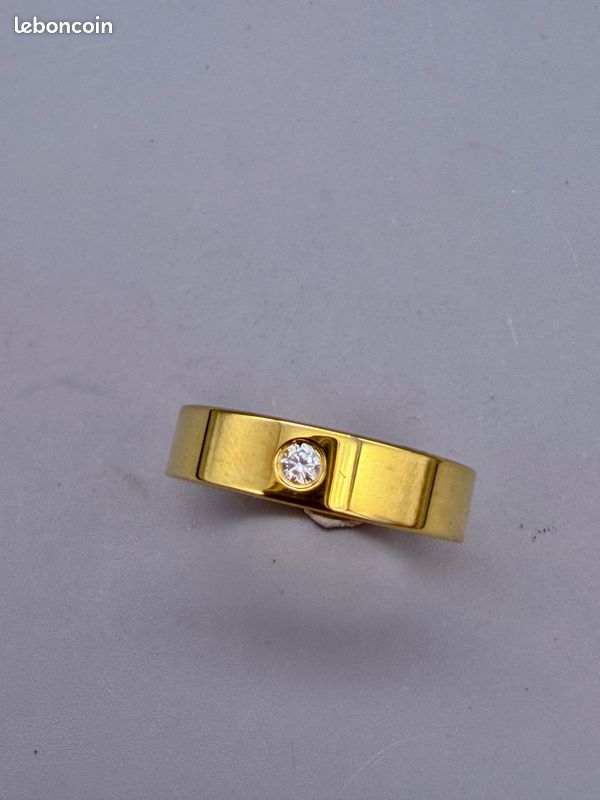 Bague alliance taille 54 en titane sertie de zirconium cubique (image 2)