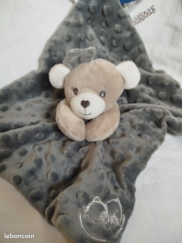 Doudou plat ours gris foncé Dodo D'Amour (image 2)