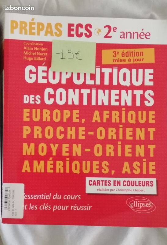 Livre de géopolitique des continents, 2eme année ECS (image 1)