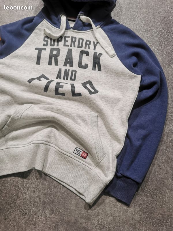 Sweat à Capuche Superdry Homme - Raglan, Gris Anthracite/noir, Neuf Avec étiquettes