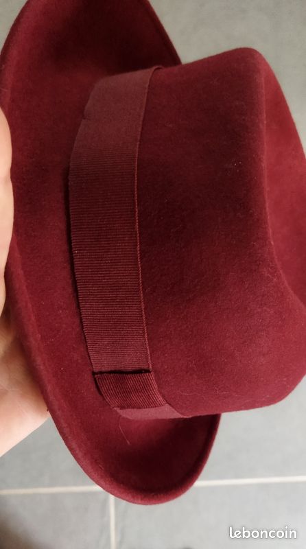 Chapeau en laine feutrée femme bordeaux (image 4)