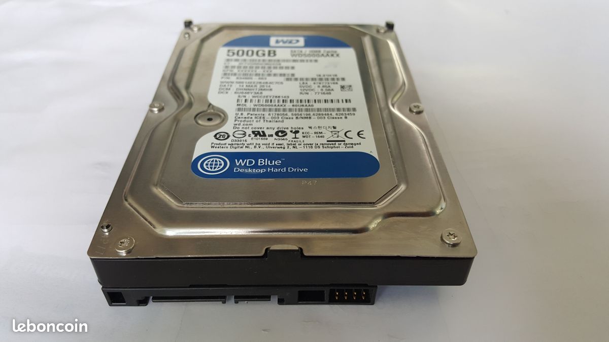 DISQUE DUR 500GO SATA 3.5 Western Digital Blue WD5000AAKX-75U6AA0 25mm 7200rpm 1 EUR 24,90 - FR