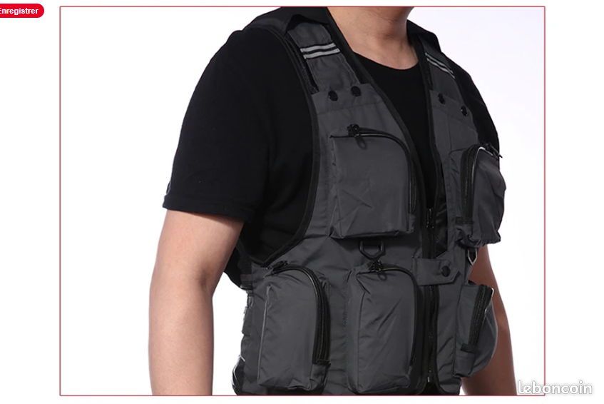 Gilet De Pêche Militaire Multi-poches Respirant XXL - Gris Clair Léger