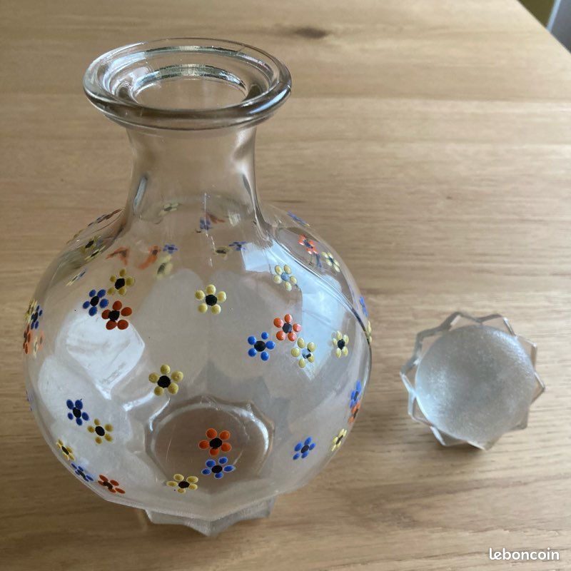 Carafe verre fleurs émaillées (image 5)