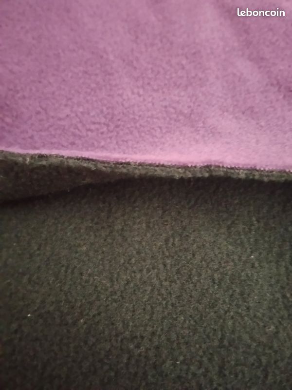 Coupon de tissu polaire bicolore double face noir violet neuf (image 4)