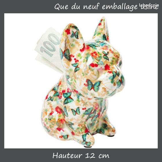 KARE DESIGN chien BULL-DOG flower power FLEURS stylisées MULTICOLORES avec fonction TIRELIRE (image 2)