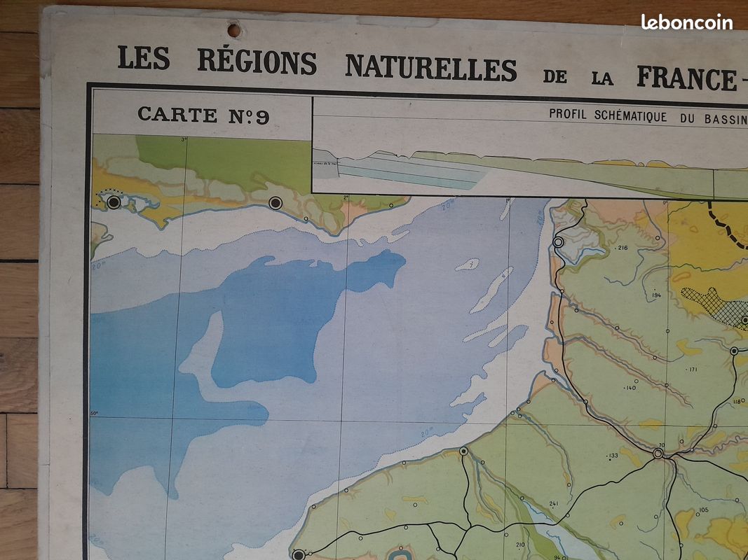 PS2 Ancienne carte scolaire Hatier Les régions naturelles de France - N°9 -9Bis (carte double) Bassin Parisien par Paul Kaeppelin (image 14)