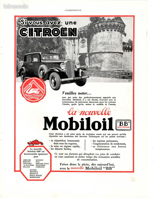 Publicité ancienne automobile stand motor oil 1928 issue de