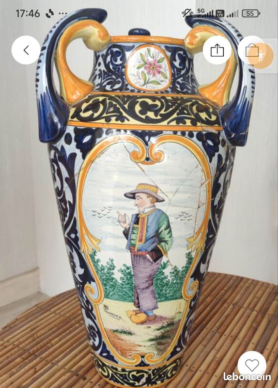 Vase Henriot Quimper ancien (image 3)