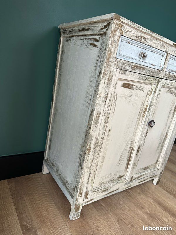 Meuble parisien vintage buffet étroit patiné (image 4)