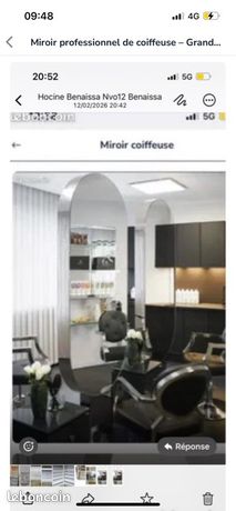Miroir Double Professionnel Pour Coiffeur - Format Rectangulaire, Cadre Noir, Marque Euro, Neuf