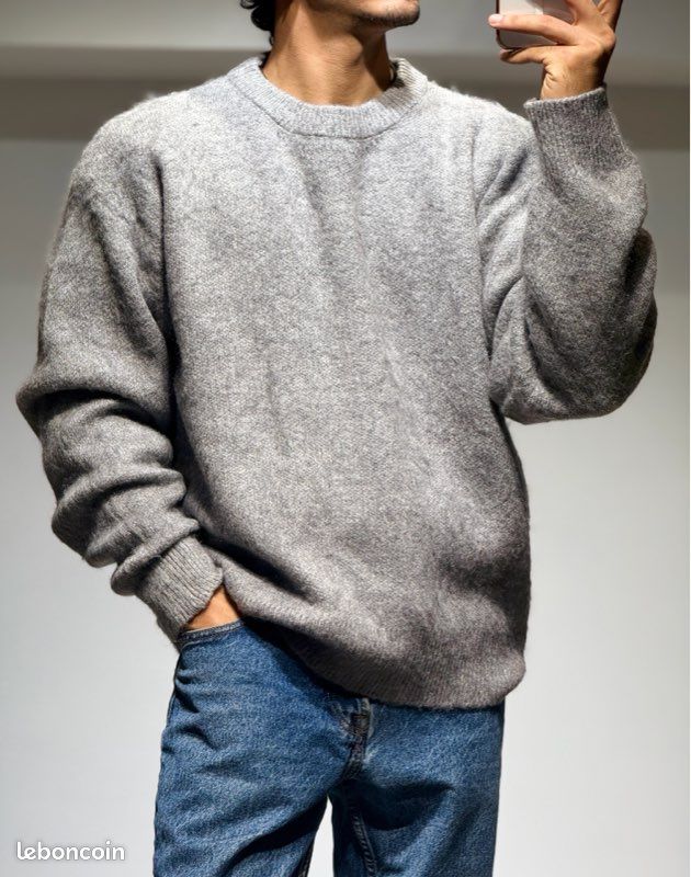 Pull homme oversize gris - Vêtements